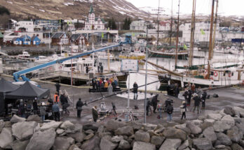 Filming in Húsavík, Iceland