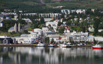 A view of the town of Akureyri